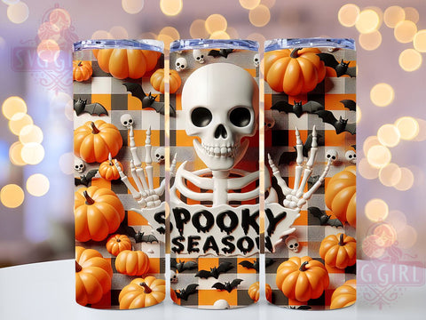 Spooky Season 20oz Tumbler Wrap Sublimation Design, Straight Tapered Tumbler Wrap, Halloween Skeleton Tumbler Png, Instant Digital Download Sublimation SvggirlplusArt 