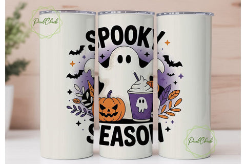 Spooky Season 20oz Tumbler Wrap Sublimation PixelChick 