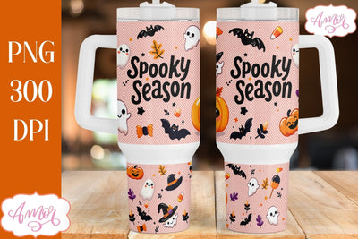 Spooky season 40oz tumbler wrap PNG | Halloween tumbler PNG Sublimation Amorclipart 