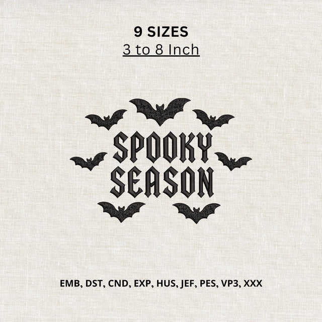 Spooky Season Bats Machine Embroidery Design – Gothic Halloween Embroidery File Embroidery/Applique DESIGNS PatternFeed8 