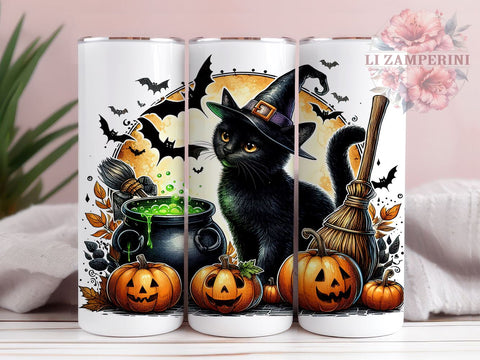 Spooky Season Cat 20oz Tumbler Wrap PNG, Spooky Halloween Tumbler PNG Sublimation Design, Straight & Tapered Tumbler Wrap, Instant Digital Download Sublimation Li Zamperini 