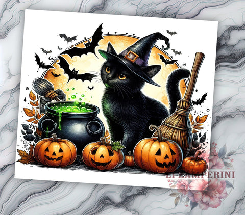 Spooky Season Cat 20oz Tumbler Wrap PNG, Spooky Halloween Tumbler PNG Sublimation Design, Straight & Tapered Tumbler Wrap, Instant Digital Download Sublimation Li Zamperini 