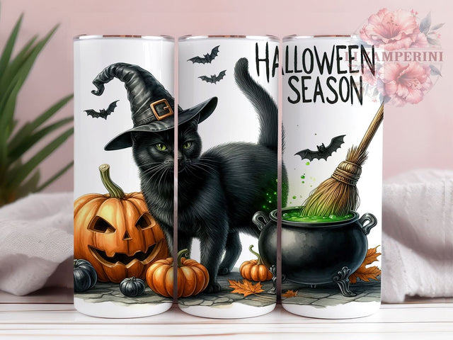 Spooky Season Cat 20oz Tumbler Wrap PNG, Spooky Halloween Tumbler PNG Sublimation Design, Straight & Tapered Tumbler Wrap, Instant Digital Download Sublimation Li Zamperini 