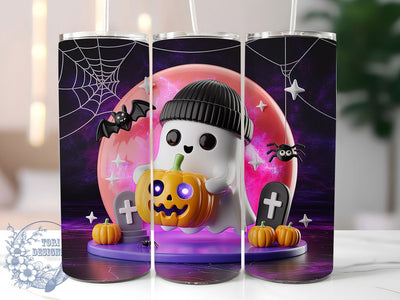 Spooky Season Cute Ghost Pumpkin Tumbler, Cute Ghost Wrap, Jack O' Lantern Cup, 20Oz Sublimation Tumbler, Halloween Drinkware, Pumpkin Ghost Gift, Creepy Cute Wrap Sublimation ToriDesigns 