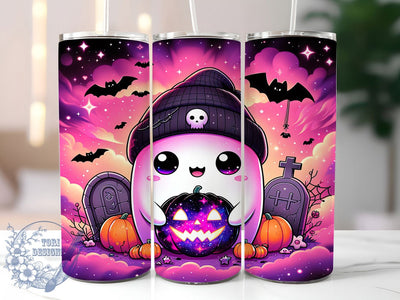 Spooky Season Cute Ghost Pumpkin Tumbler, Cute Ghost Wrap, Jack O' Lantern Cup, 20Oz Sublimation Tumbler, Halloween Drinkware, Pumpkin Ghost Gift, Creepy Cute Wrap Sublimation ToriDesigns 