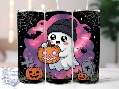 Spooky Season Cute Ghost Pumpkin Tumbler, Cute Ghost Wrap, Jack O' Lantern Cup, 20Oz Sublimation Tumbler, Halloween Drinkware, Pumpkin Ghost Gift, Creepy Cute Wrap Sublimation ToriDesigns 