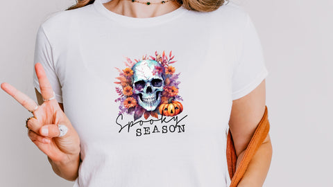 Spooky Season Floral Skull PNG, Halloween Sublimation, Gothic Flower Skull PNG Sublimation So Fontsy VIP Design Shop 