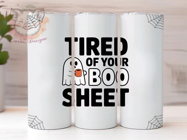 Spooky Season Funny Ghost Halloween Tumbler, Halloween Ghost Wrap, Boo Sheet Design, 20Oz Tumbler Sublimation, Funny Halloween Mug, Ghost Coffee Cup, Fall Holiday Drinkware Sublimation Lara' s Designs 