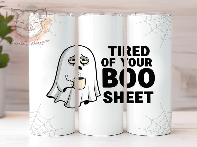 Spooky Season Funny Ghost Halloween Tumbler, Halloween Ghost Wrap, Boo Sheet Design, 20Oz Tumbler Sublimation, Funny Halloween Mug, Ghost Coffee Cup, Fall Holiday Drinkware Sublimation Lara' s Designs 