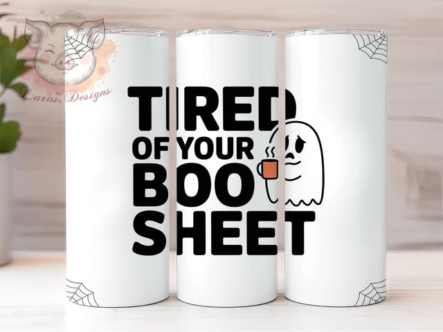 Spooky Season Funny Ghost Halloween Tumbler, Halloween Ghost Wrap, Boo Sheet Design, 20Oz Tumbler Sublimation, Funny Halloween Mug, Ghost Coffee Cup, Fall Holiday Drinkware Sublimation Lara' s Designs 