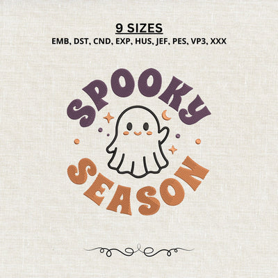 Spooky Season Ghost Embroidery Design – Cute Halloween Ghost Machine Embroidery File, Retro Spooky Design Embroidery/Applique DESIGNS PatternFeed8 