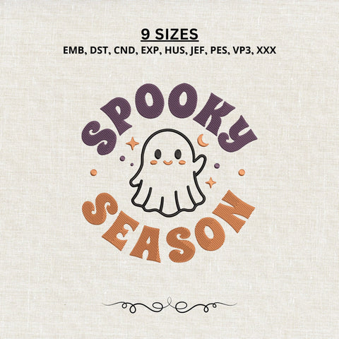 Spooky Season Ghost Embroidery Design – Cute Halloween Ghost Machine Embroidery File, Retro Spooky Design Embroidery/Applique DESIGNS PatternFeed8 