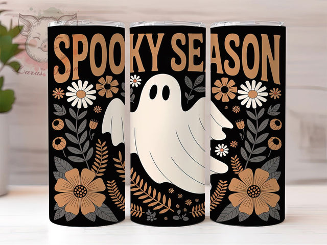 Spooky Season Ghost Halloween 20Oz Tumbler, Ghost Floral Cup, Halloween Drinkware Wrap, 20Oz Sublimation Design, Fall Coffee Tumbler, Cute Spooky Mug, Autumn Ghost Wrap Sublimation Lara' s Designs 