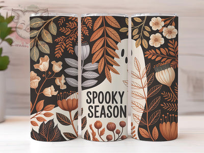Spooky Season Ghost Halloween 20Oz Tumbler, Ghost Floral Cup, Halloween Drinkware Wrap, 20Oz Sublimation Design, Fall Coffee Tumbler, Cute Spooky Mug, Autumn Ghost Wrap Sublimation Lara' s Designs 