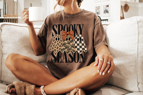 Spooky Season Ghost PNG, Three Ghost Halloween Shirt Graphic Sublimation Pickled Thistle Creative 