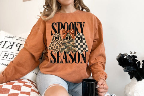 Spooky Season Ghost PNG, Three Ghost Halloween Shirt Graphic Sublimation Pickled Thistle Creative 