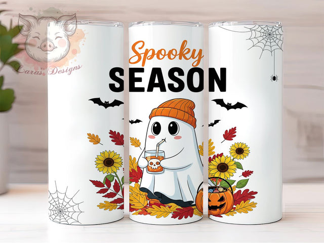 Spooky Season Ghost Pumpkin Tumbler, Ghost Pumpkin Wrap, 20Oz Sublimation, Halloween Coffee Cup, Haunted Autumn Drinkware, Trick Or Treat Tumbler, Cozy Fall Cup Print Sublimation Lara' s Designs 