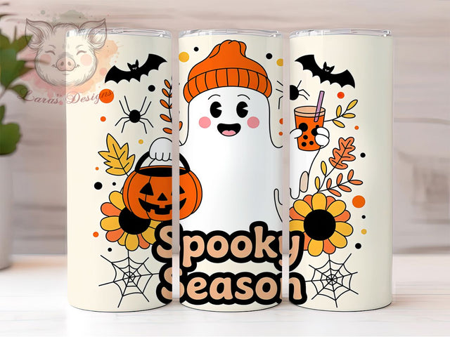 Spooky Season Ghost Pumpkin Tumbler, Ghost Pumpkin Wrap, 20Oz Sublimation, Halloween Coffee Cup, Haunted Autumn Drinkware, Trick Or Treat Tumbler, Cozy Fall Cup Print Sublimation Lara' s Designs 