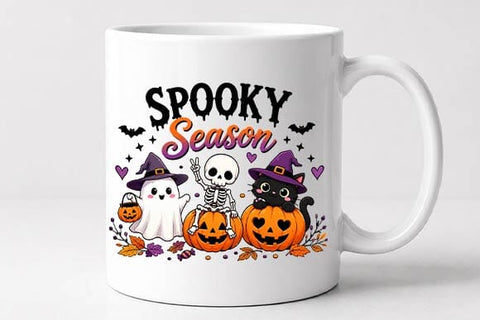 Spooky Season Ghost Skeleton Black Cat PNG, Cute Halloween Sublimation SVG BillahCrafts 