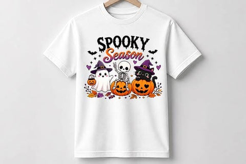 Spooky Season Ghost Skeleton Black Cat PNG, Cute Halloween Sublimation SVG BillahCrafts 