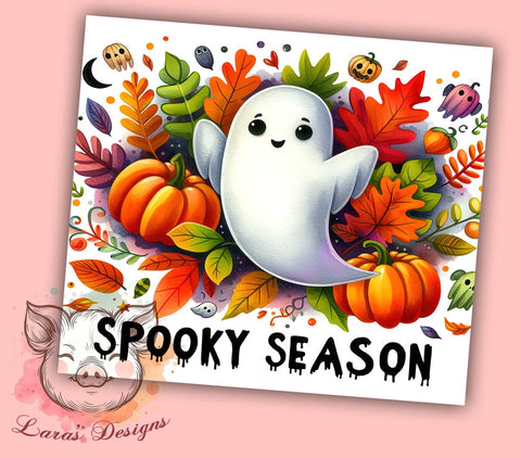 Spooky Season Ghosts & Pumpkins 20 oz Skinny Tumbler Sublimation Design, Straight & Tapered Tumbler Png, Halloween Season Tumbler Png, Digital Download PNG Sublimation Lara' s Designs 