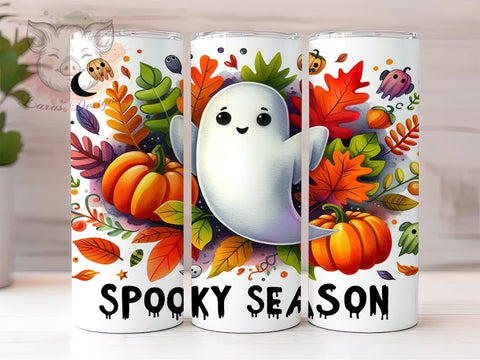 Spooky Season Ghosts & Pumpkins 20 oz Skinny Tumbler Sublimation Design, Straight & Tapered Tumbler Png, Halloween Season Tumbler Png, Digital Download PNG Sublimation Lara' s Designs 