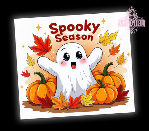 Spooky Season Ghosts & Pumpkins 20oz Tumbler Wrap Sublimation Design, Straight Tapered Tumbler Wrap, Halloween Ghost Tumbler Png, Instant Digital Download Sublimation SvggirlplusArt 