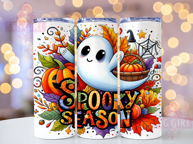 Spooky Season Ghosts & Pumpkins 20oz Tumbler Wrap Sublimation Design, Straight Tapered Tumbler Wrap, Halloween Ghost Tumbler Png, Instant Digital Download Sublimation SvggirlplusArt 