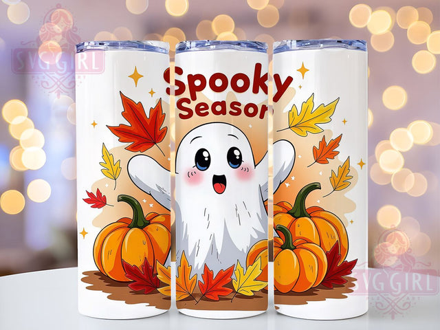 Spooky Season Ghosts & Pumpkins 20oz Tumbler Wrap Sublimation Design, Straight Tapered Tumbler Wrap, Halloween Ghost Tumbler Png, Instant Digital Download Sublimation SvggirlplusArt 