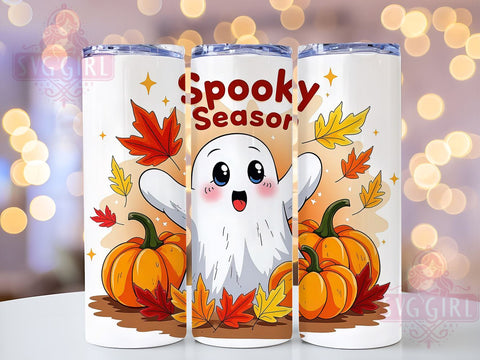 Spooky Season Ghosts & Pumpkins 20oz Tumbler Wrap Sublimation Design, Straight Tapered Tumbler Wrap, Halloween Ghost Tumbler Png, Instant Digital Download Sublimation SvggirlplusArt 