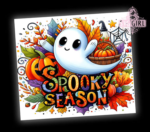 Spooky Season Ghosts & Pumpkins 20oz Tumbler Wrap Sublimation Design, Straight Tapered Tumbler Wrap, Halloween Ghost Tumbler Png, Instant Digital Download Sublimation SvggirlplusArt 