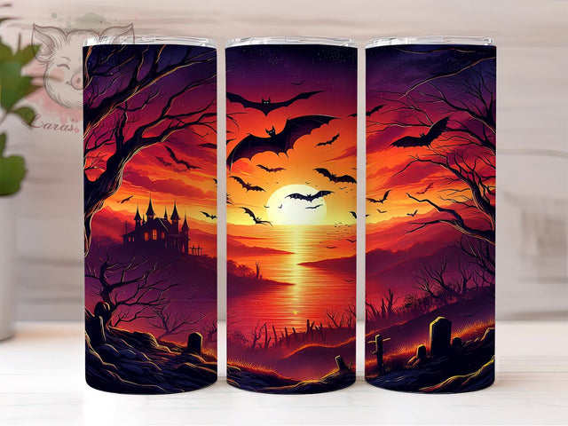 Spooky Season Halloween 20 oz Skinny Tumbler Sublimation Design, Straight & Tapered Tumbler Png, Halloween Bat Tumbler Png, Digital Download PNG Sublimation Lara' s Designs 