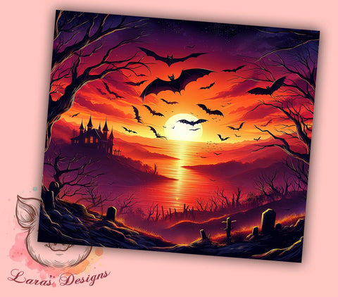 Spooky Season Halloween 20 oz Skinny Tumbler Sublimation Design, Straight & Tapered Tumbler Png, Halloween Bat Tumbler Png, Digital Download PNG Sublimation Lara' s Designs 
