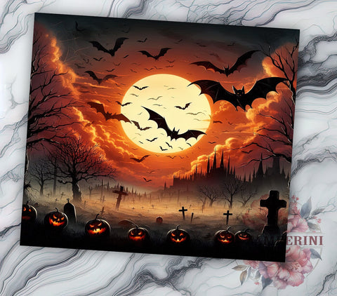 Spooky Season Halloween 20 oz Skinny Tumbler Sublimation Design, Straight & Tapered Tumbler Png, Halloween Bat Tumbler Png, Digital Download PNG Sublimation Li Zamperini 