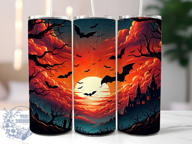 Spooky Season Halloween 20oz Skinny Tumbler PNG, Halloween Bat Tumbler Sublimation Wrap, Straight & Tapered Tumbler Wrap, Instant Digital Download Sublimation ToriDesigns 