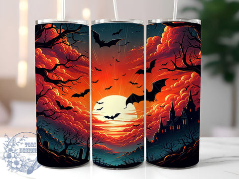 Spooky Season Halloween 20oz Skinny Tumbler PNG, Halloween Bat Tumbler Sublimation Wrap, Straight & Tapered Tumbler Wrap, Instant Digital Download Sublimation ToriDesigns 