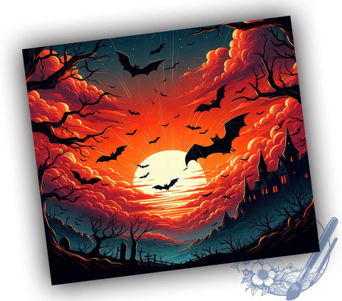 Spooky Season Halloween 20oz Skinny Tumbler PNG, Halloween Bat Tumbler Sublimation Wrap, Straight & Tapered Tumbler Wrap, Instant Digital Download Sublimation ToriDesigns 