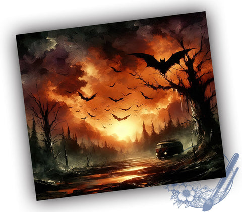 Spooky Season Halloween 20oz Skinny Tumbler PNG, Halloween Bat Tumbler Sublimation Wrap, Straight & Tapered Tumbler Wrap, Instant Digital Download Sublimation ToriDesigns 
