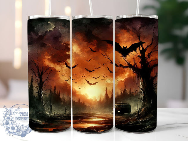 Spooky Season Halloween 20oz Skinny Tumbler PNG, Halloween Bat Tumbler Sublimation Wrap, Straight & Tapered Tumbler Wrap, Instant Digital Download Sublimation ToriDesigns 