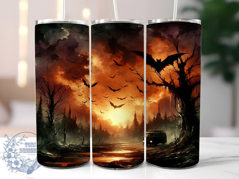 Spooky Season Halloween 20oz Skinny Tumbler PNG, Halloween Bat Tumbler Sublimation Wrap, Straight & Tapered Tumbler Wrap, Instant Digital Download Sublimation ToriDesigns 