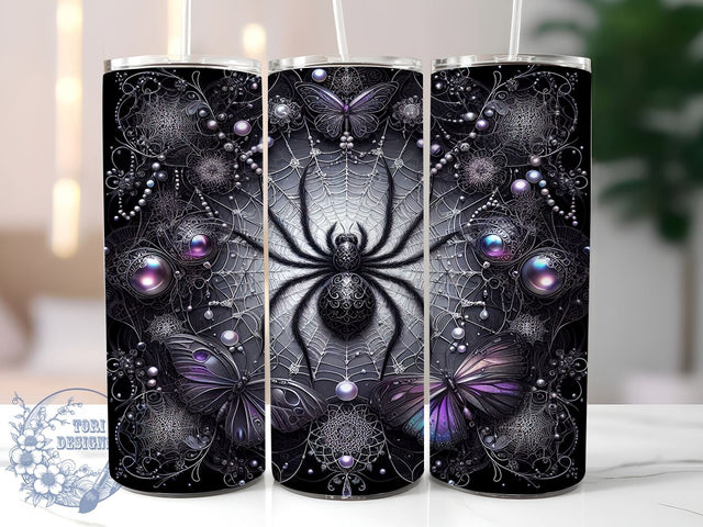Spooky Season Halloween 20oz Skinny Tumbler PNG, Spooky Vibes Tumbler Sublimation Wrap, Straight & Tapered Tumbler Wrap, Instant Digital Download Sublimation ToriDesigns 