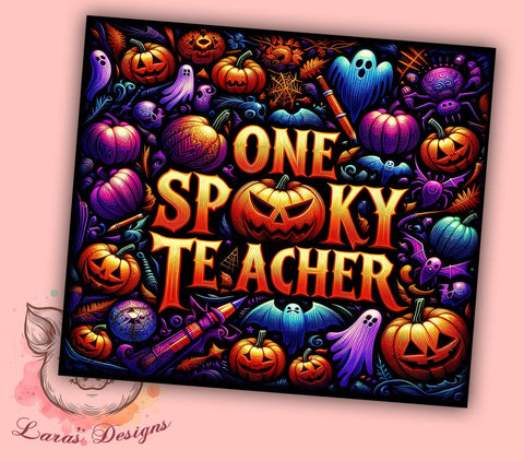 Spooky Season Halloween 20oz Tumbler Png, Straight & Tapered Tumbler Png, 3D Teacher Tumbler Png, Digital Download PNG Sublimation Lara' s Designs 