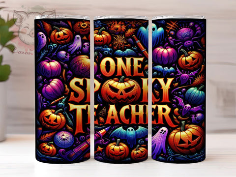 Spooky Season Halloween 20oz Tumbler Png, Straight & Tapered Tumbler Png, 3D Teacher Tumbler Png, Digital Download PNG Sublimation Lara' s Designs 