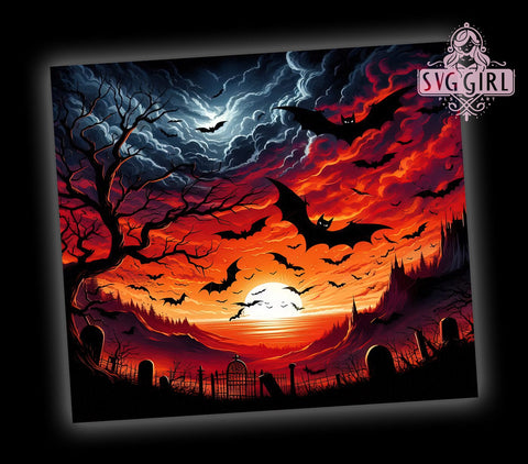 Spooky Season Halloween 20oz Tumbler Wrap Sublimation Design, Straight Tapered Tumbler Wrap, Halloween Bat Tumbler Png, Instant Digital Download Sublimation SvggirlplusArt 