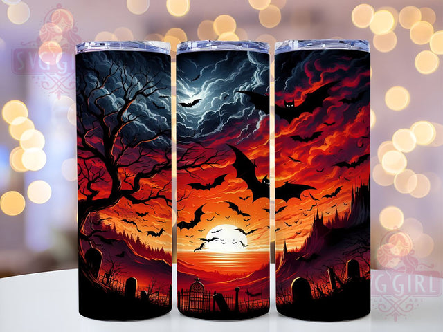 Spooky Season Halloween 20oz Tumbler Wrap Sublimation Design, Straight Tapered Tumbler Wrap, Halloween Bat Tumbler Png, Instant Digital Download Sublimation SvggirlplusArt 