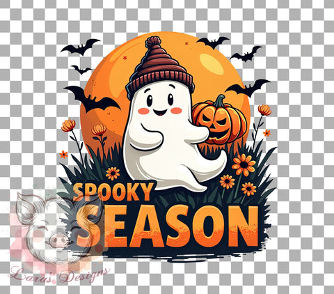 Spooky Season, Halloween PNG, Ghost Design, Halloween Decor, Fall Sublimation, Trick or Treat, Cute Ghost, Digital Download Sublimation Lara' s Designs 