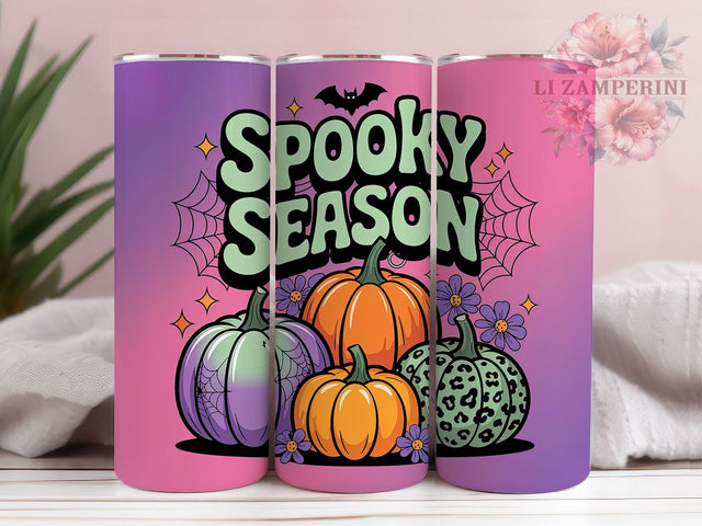 Spooky Season Halloween Pumpkin Tumbler, Halloween Pumpkin Wrap, 20oz Sublimation PNG, Creepy Cute Cup, October Fall Mug, Haunted Pumpkin Drinkware, Trick or Treat Tumbler Sublimation Li Zamperini 