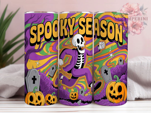 Spooky Season Halloween Skeleton Tumbler, Halloween Skeleton Wrap, 20oz Tumbler Design, Skeleton Tumbler Sublimation, Gothic Halloween Cup, Creepy Tumbler Wrap, Halloween Gift Idea Sublimation Li Zamperini 