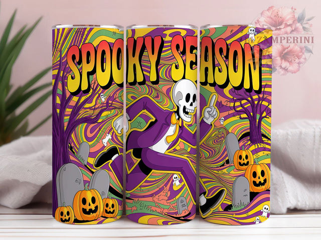 Spooky Season Halloween Skeleton Tumbler, Halloween Skeleton Wrap, 20oz Tumbler Design, Skeleton Tumbler Sublimation, Gothic Halloween Cup, Creepy Tumbler Wrap, Halloween Gift Idea Sublimation Li Zamperini 