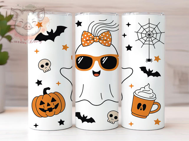 Spooky Season Haunted Ghost Tumbler, Ghostly Halloween Wrap, Spooky Season Drinkware, Haunted Ghost Sublimation, Creepy Cute Tumbler Design, Halloween Ghost Wrap, Autumn Spooky Tumbler Sublimation Lara' s Designs 